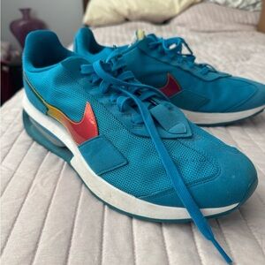 Nike Pre-day Blue Sneakers with Red and Yellow Accents